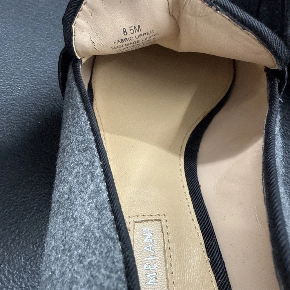 Antonio Melani Gray and Black Felt Loafers With Bow Shoes Size 8.5 (SEE PICTURE)